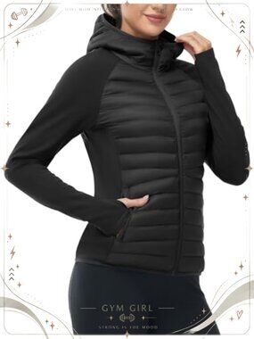 Women's Winter Running Jacket Hooded Lightweight Insulated Puffer